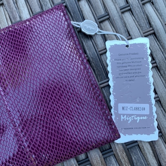 MIZTIQUE Convertible Snakeskin Handbag/Clutch - Plum - Picture 5 of 16
